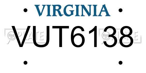 VUT6138 Virginia License Plate