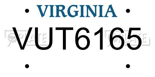 VUT6165 Virginia License Plate