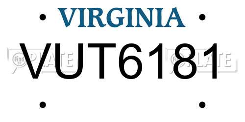 VUT6181 Virginia License Plate