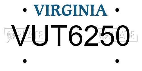 VUT6250 Virginia License Plate