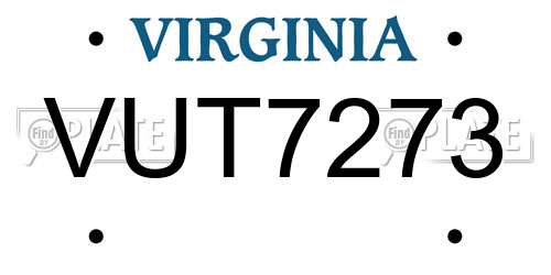 VUT7273 Virginia License Plate