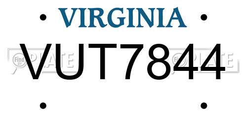 VUT7844 Virginia License Plate