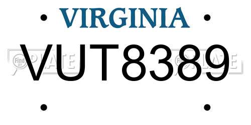 VUT8389 Virginia License Plate