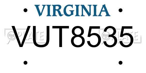 VUT8535 Virginia License Plate