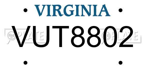 VUT8802 Virginia License Plate