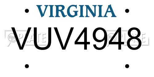 VUV4948 Virginia License Plate