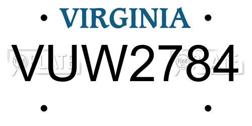 VUW2784 Virginia License Plate
