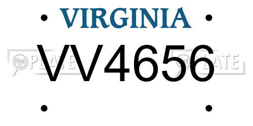 VV4656 Virginia License Plate