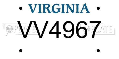 VV4967 Virginia License Plate