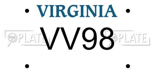 VV98 Virginia License Plate