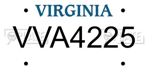 VVA4225 Virginia License Plate