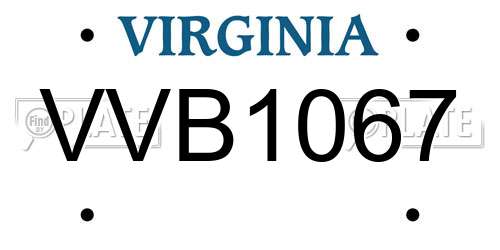 VVB1067 Virginia License Plate