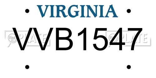 VVB1547 Virginia License Plate