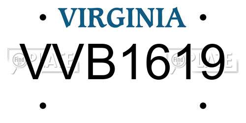 VVB1619 Virginia License Plate