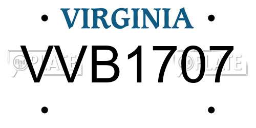 VVB1707 Virginia License Plate