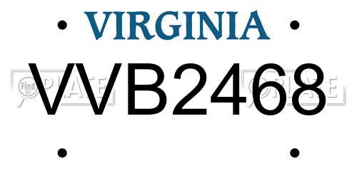 VVB2468 Virginia License Plate