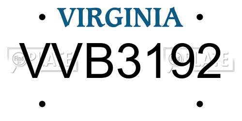 VVB3192 Virginia License Plate