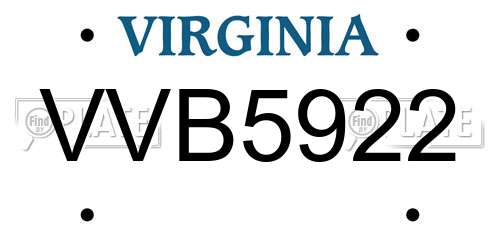 VVB5922 Virginia License Plate