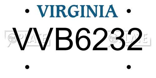 VVB6232 Virginia License Plate