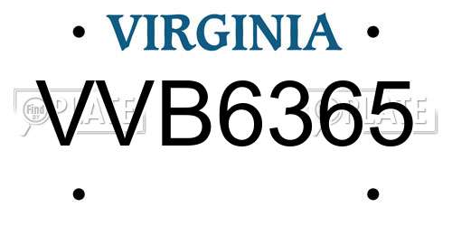 VVB6365 Virginia License Plate
