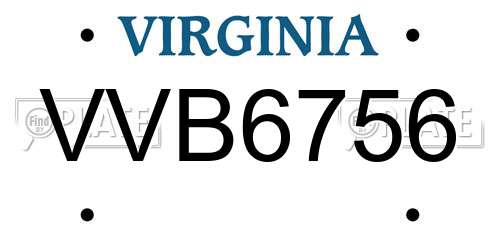 VVB6756 Virginia License Plate