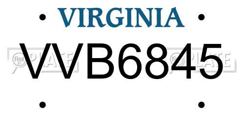VVB6845 Virginia License Plate