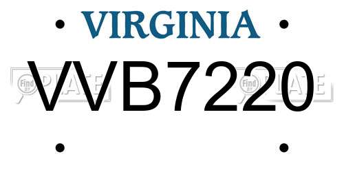 VVB7220 Virginia License Plate