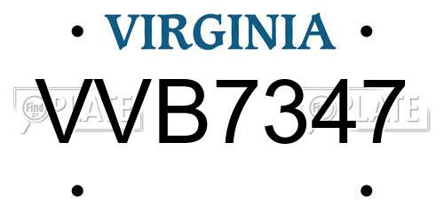 VVB7347 Virginia License Plate