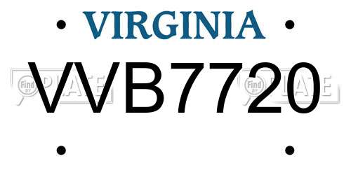 VVB7720 Virginia License Plate