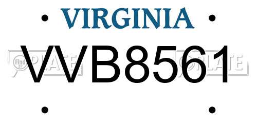 VVB8561 Virginia License Plate