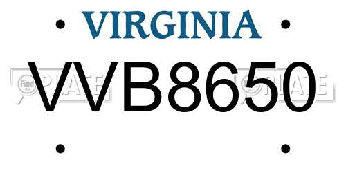 VVB8650 Virginia License Plate