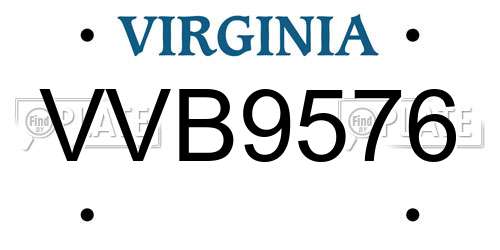 VVB9576 Virginia License Plate