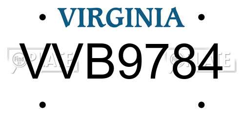 VVB9784 Virginia License Plate