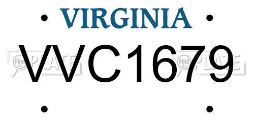 VVC1679 Virginia License Plate