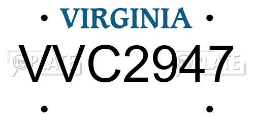 VVC2947 Virginia License Plate