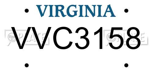 VVC3158 Virginia License Plate