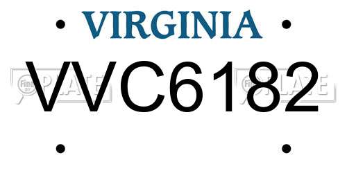 VVC6182 Virginia License Plate