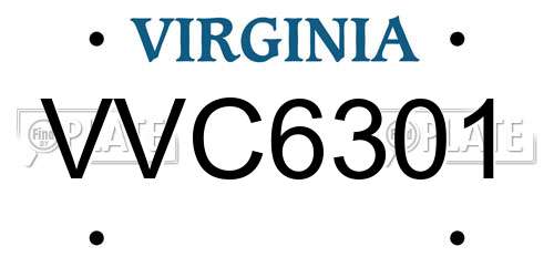 VVC6301 Virginia License Plate