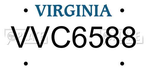 VVC6588 Virginia License Plate