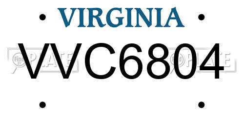 VVC6804 Virginia License Plate