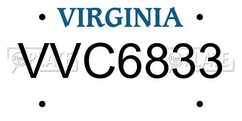 VVC6833 Virginia License Plate