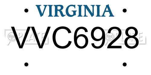 VVC6928 Virginia License Plate