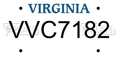 VVC7182 Virginia License Plate