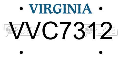 VVC7312 Virginia License Plate