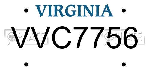 VVC7756 Virginia License Plate