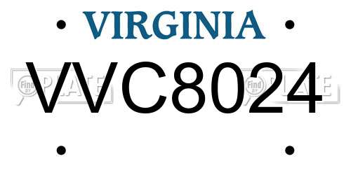 VVC8024 Virginia License Plate