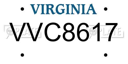 VVC8617 Virginia License Plate