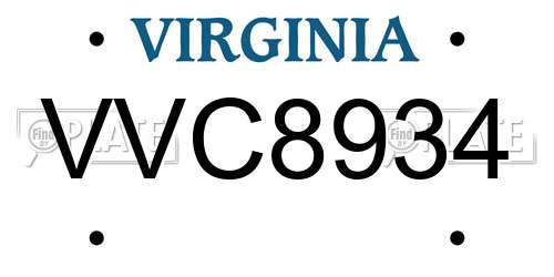 VVC8934 Virginia License Plate