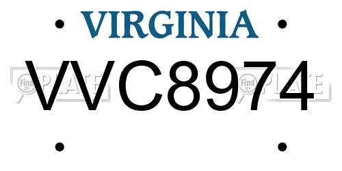 VVC8974 Virginia License Plate