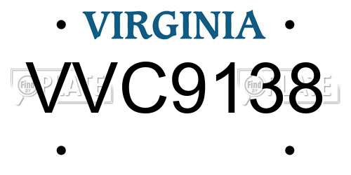 VVC9138 Virginia License Plate